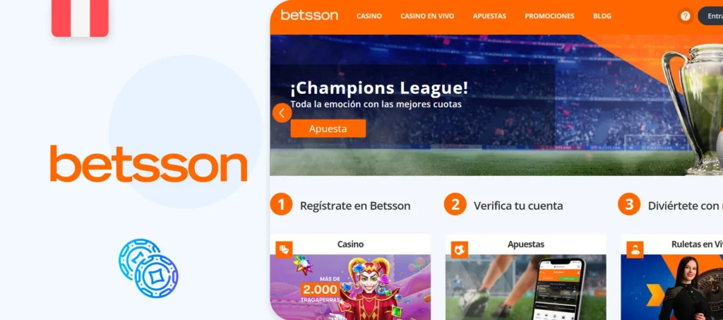 Interfaz de la web oficial de Betsson en Perú