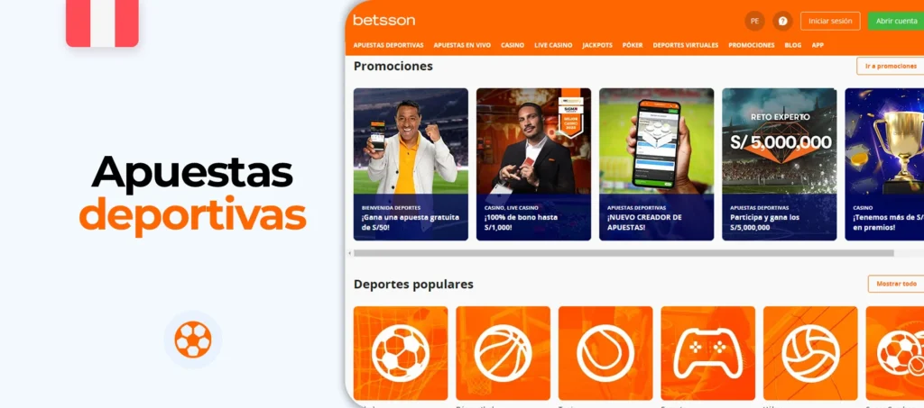 Todas las categorías deportivas de la plataforma Betsson