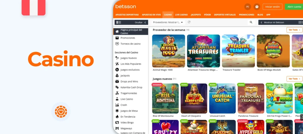 Todas las categorías de juegos de casino en Betsson