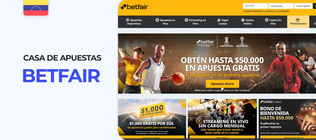 Sitio oficial de la casa de apuestas Betfair en Venezuela