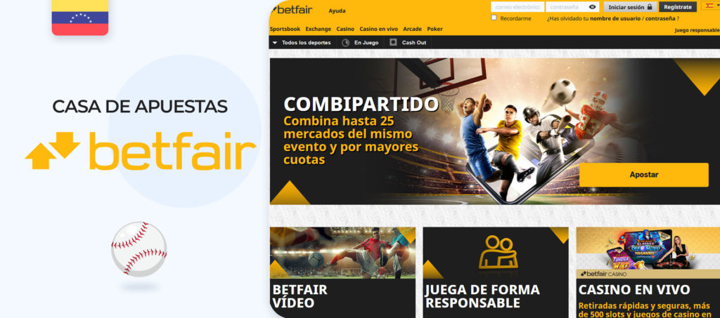 Captura de pantalla de la página oficial de la casa de apuestas Betfair en Venezuela